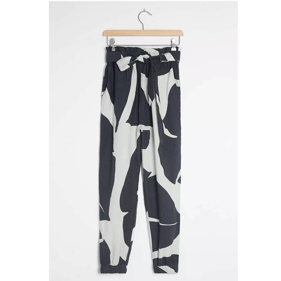 New Anthropologie Botanica Linen Joggers The Odells $280 B&W Small - Picture 2 of 4